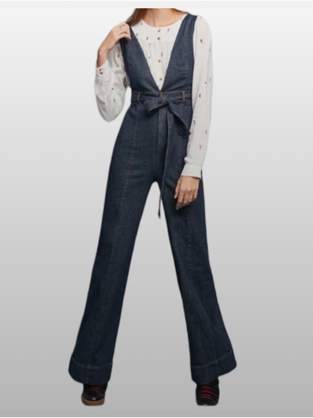 Pilcro Anthropologie Denim Jumpsuit Wide Leg Dark Wash 00P